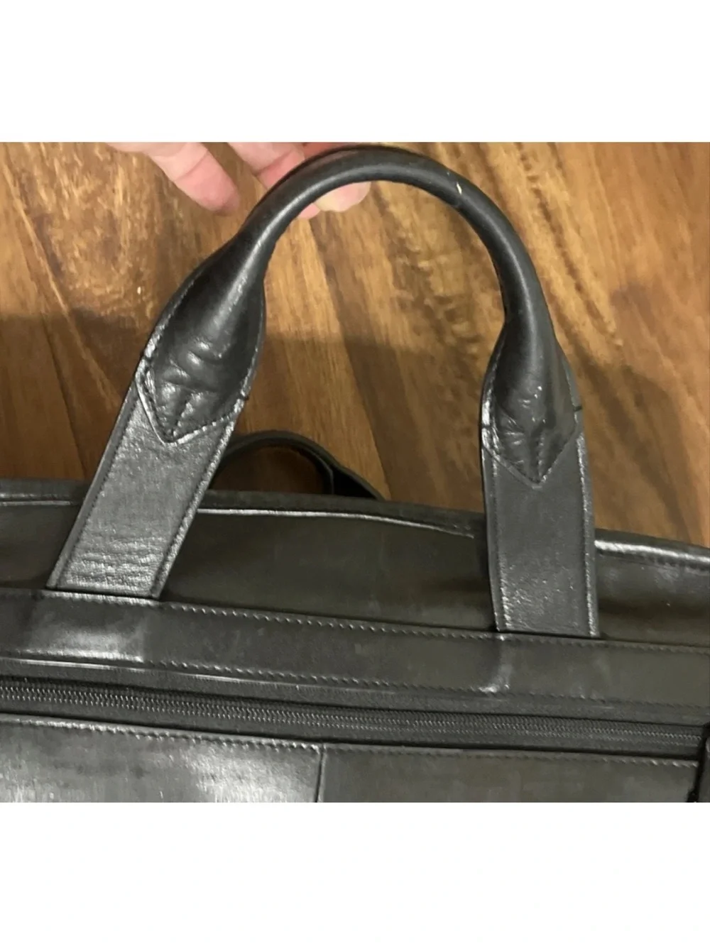 TUMI Alpha Leather Expandable Organizer Laptop Bag Solid Black 96141DH
